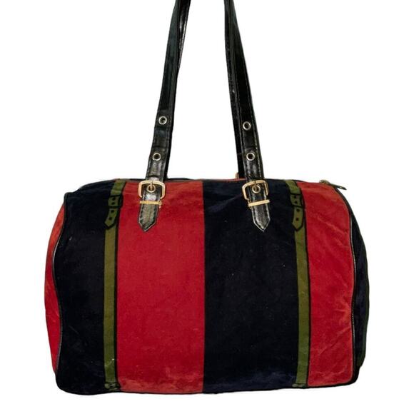 Vintage Roberta di Camerino Velour Trompe L'oeil Duffle Boston Bag - Picture 2 of 16